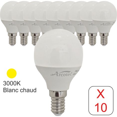 [JAMAIS UTILISÉ] Lot de 10 ampoules LED E14 sphérique 4,9W 470Lm 3000K - garantie 2 ans (1/4)