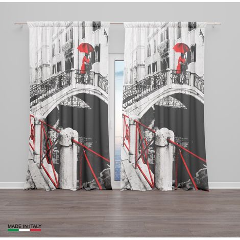 RIDEAUX VENISE PONTE INNAMORATI cm.160x300 emballé Made in ITALY mélange de lin (1/5)