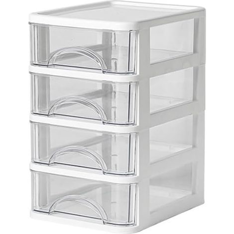 Schreibtisch-Organizer mit 4 Schubladen, weiße PP-Box für den Bürogebrauch (1/5)