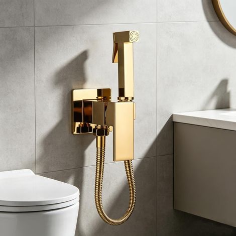 Multifunction Hand Bidet Hand Held Bidet Shower Spray Shower Hose 1.5m Brass, Titanium Gold (1/5)