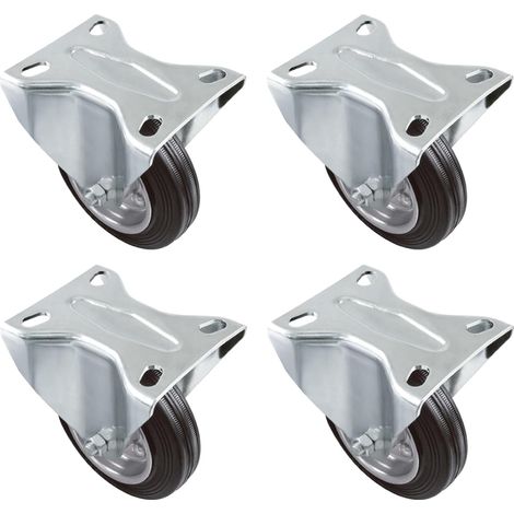 Juego de 4 ruedas fijas de Ø 100 mm, carga máxima 100 kg, rodamientos de rodillos para muebles pesados. (1/4)