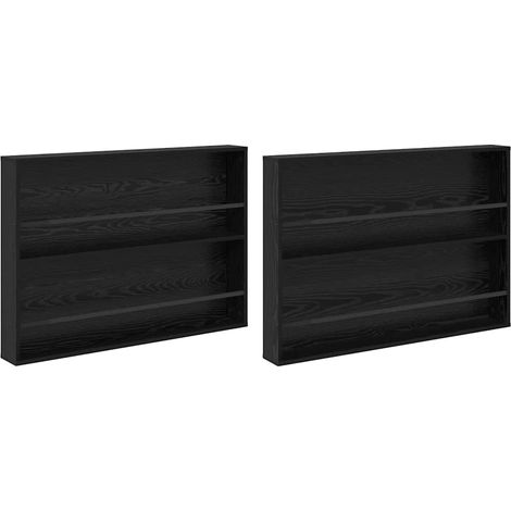 vidaXL Magazine Rack 2 pcs Black Oak 100 x 12 x 70 cm Engineered Wood