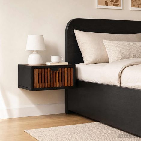 vidaXL Comodino a muro fatto a mano Naturale 40 x 30 x 20 cm (1/5)