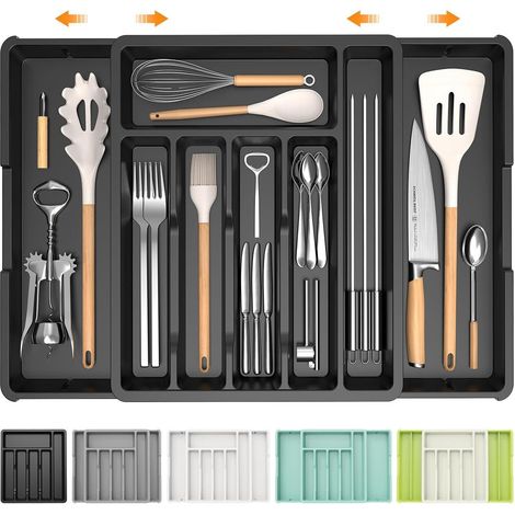 Besteckkasten Schublade Erweiterbarer Organizer Cutlery Schwarz (1/5)