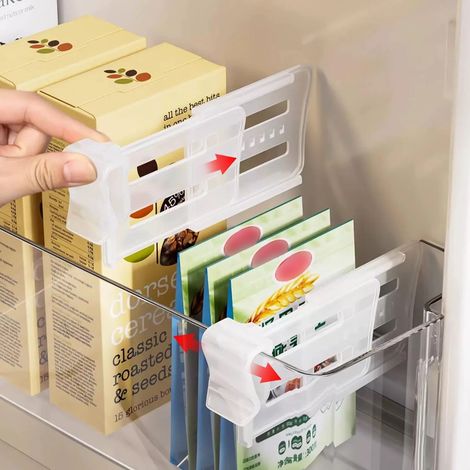Ensemble de 8 séparateurs de réfrigérateur en plastique, réglables et faciles à ranger. Accessoires d'organisation pour réfrigérateur, pour une cuisine et une maison bien rangées. (1/5)