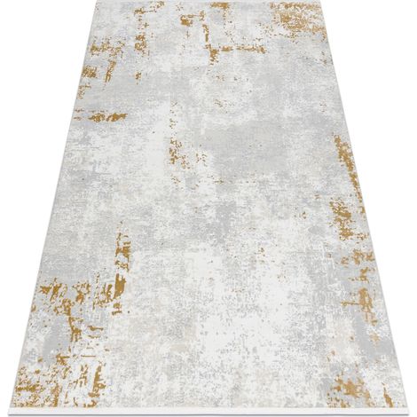 Moderner Teppich DUKE 51378 creme / gold - Beton, Stein strukturiert, sehr weich, Fransen beige 280x370 cm