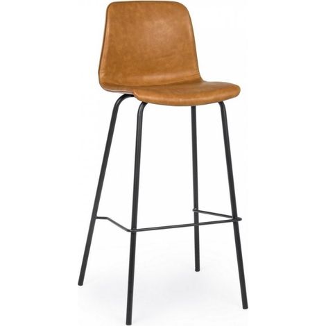 Set 2 Sgabelli Bar Ecopelle Beige Industriale da Interno - NATALIA - Colore: Marrone (1/5)