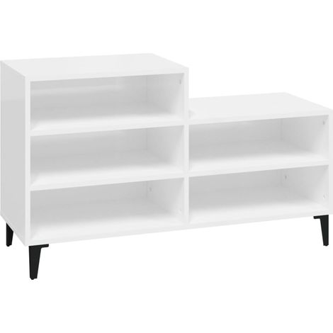 Maison Exclusive - Scarpiera Bianco Lucido 102x36x60 cm in Legno Multistrato