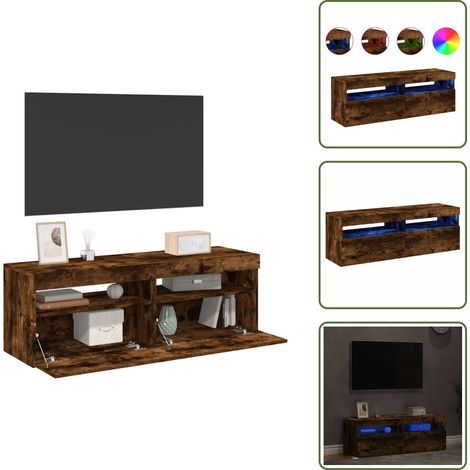 TV-Schränke 2 Stk. mit LED-Leuchten Räuchereiche 60x35x40 cm - TV Schrank - Holzschrank - Wohnzimmerschrank - Regal - Medienregal (1/5)
