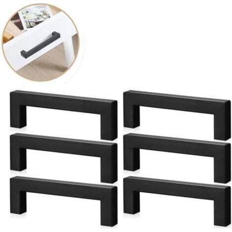 6 Pcs Poignées Meuble Acier Inoxydable Noir 128mm, Poignée Cuisine Inox, Bouton Tiroir Modern pour Cuisine Salle de Bain Armoire Placard (1/4)