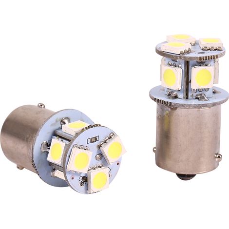 Lot 2 Ampoules LED BA15S R5W 1156 5050 8SMD Blanc, Feux Stop Auto 12V, Éclairage Blanche Intense (1/5)