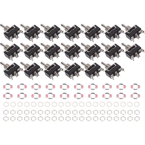 20 interrupteurs à bascule BERM 3 niveaux 3 broches mini voyants LED rocker BEM-123F 15A 250VAC