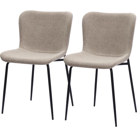 Lot de 2 chaises de salle à manger modernes avec dossier haut arrondi, tissu et pieds en métal (1/5)
