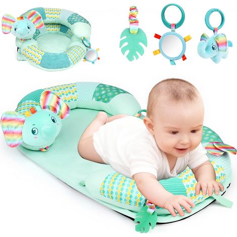 Tapis D Éveil Bebe 3 en 1 Tummy Time Éléphant Coussin Développe Les Sens Développement Musculaire Jouet Bebe 0 3 6 9 Mois avec