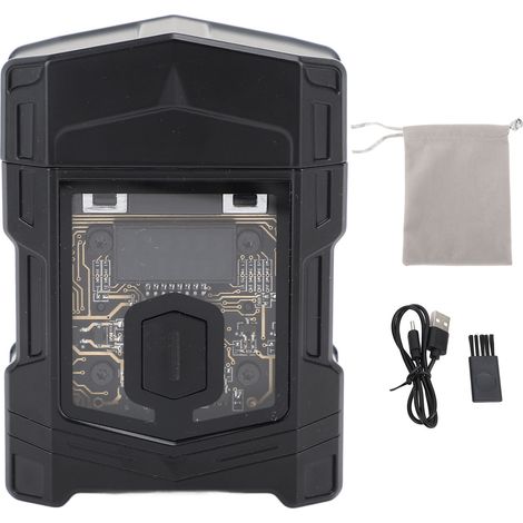 Tondeuse à barbe compacte étanche IPX7 en alliage de zinc avec affichage LED et lames auto-affûtées, noir (1/5)