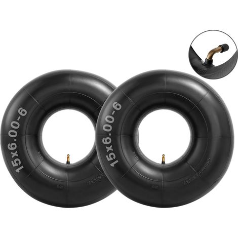 Lot de 2 chambres à air de 15x6.00-6 avec tige de valve courbée TR-87 pour tondeuses à gazon, tracteurs de cour, brouettes, VTT et plus encore Chambre à air 6.00-6 6.50-6 (1/5)