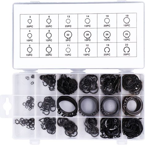 Kit de 300 pièces de fixation pour anneaux de retenue de type C, adapté aux machines et véhicules (1/5)