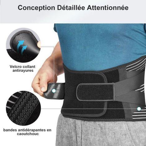 Ceinture de Soutien Lombaire Maintenir Bien Les Lombaires et Le Dos Soulage la Douleur 4 Ressorts Soutien Sangle Double Réglable - (1/5)