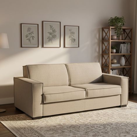 Talamo Italia Sofa cama Giuliana, Sofá de 2 plazas, 100% Made in Italy, Sofá de salón con apertura giratoria, en tela acolchada, con reposabrazos estándar, Cm 180x95h90, Tórtola, con embalaje reforzad (1/5)