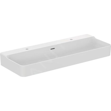 Conca lavabo, 2 hl., avec vidange, 1200x450x165mm, blanc (1/5)