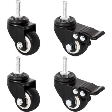 Roues pour jardinière-Pot de Plantes 4 pcs noir 8x3,5x8 cm fer (1/4)