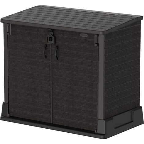 Duramax Cedargrain StoreAway, casetta da giardino in plastica da 850 L, 73.66 x 129.54 x 110.24 cm, Marrone scuro (1/5)