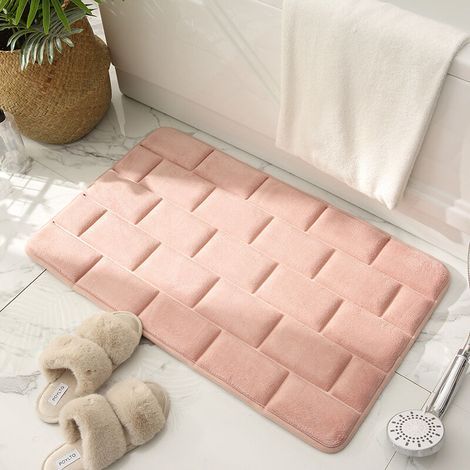 Rutschfeste Badematte aus Memory-Schaum, saugfähige Badematte, waschbare Badematte, Duschmatte 40×60cm (Rosa) (1/5)