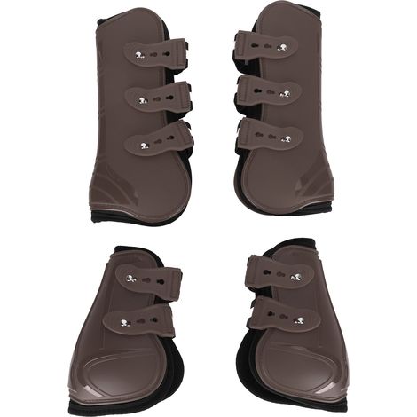 1 ensemble de protège-jambes de cheval en PU, jambières épaisses avec doublure douce, équipement marron M (1/5)