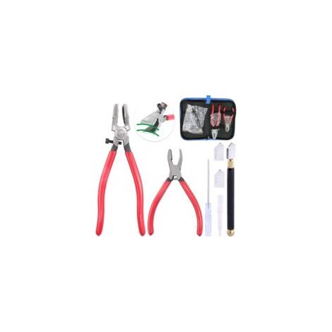 Juego de 4 alicates de alta resistencia para vidrio con cortador de vidrio y cortador de vidrio con punta de carburo para mosaicos/azulejos/espejos/vidrieras - Crezuo