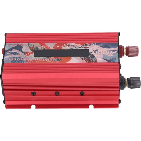 2000W Kfz-Spannungswandler, rot, DC24V auf AC, schnelle Wärmeableitung, LCD-Bildschirm, 2 USB-Anschlüsse, reine Sinuswelle, 12V/24V Solarladegerät. (1/5)