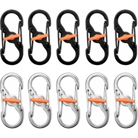 10pcs Small Stainless Steel Screw Eye Carabiner - Small Carabiner - Mini Keychain S Double Carabiner (1/5)