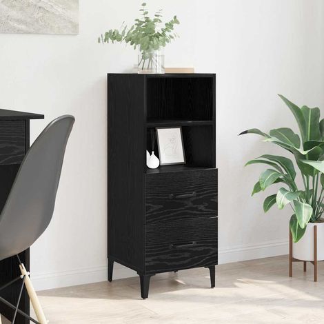 Buffet-Meuble de rangement Chêne noir 34 x 34,5 x 90 cm Bois d'ingénierie 454229 (1/5)