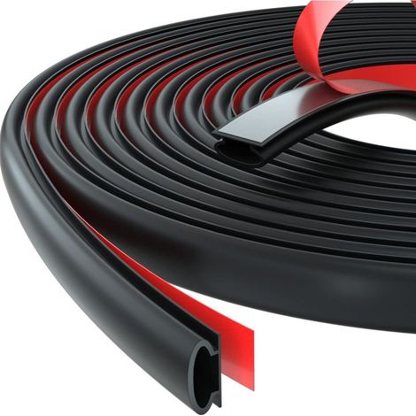 Door and Window Seal, Sound and Heat Insulation, Self-Adhesive Rubber Seal for Entrance Doors, Draft Excluder for PVC Door Frames, Window Seal Insulation, Weather Strip Door Seal (6M, D-Black) (1/5)
