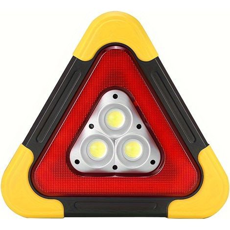 Triangle de Signalisation Solaire LED Portable – Lumière d’Avertissement Haute Visibilité avec COB Haute Intensité, Rechargeable USB (1/5)