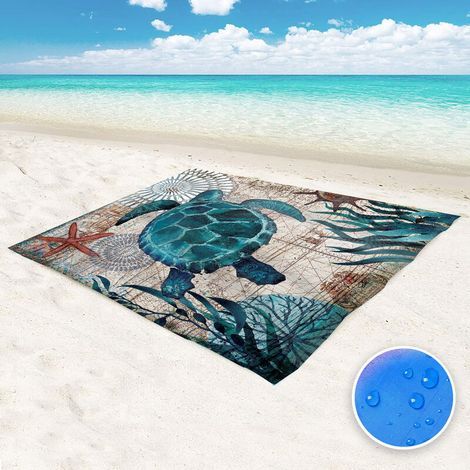 Couverture de plage imperméable et anti-sable, tapis de pique-nique surdimensionné est léger et durable pour 4-6 adultes, avec 4 poches d'angle pour pique-nique de camping à la plage (1/5)