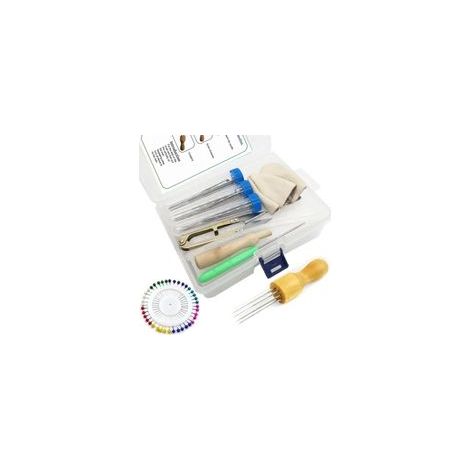 Kit d'outils pour tampons en feutre, boîte de rangement en feutre faite main, épingle de positionnement, repose-doigt, ensemble de huit épingles en bois massif