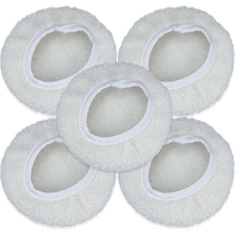 Lot de 5 Bonnet de Polissage, 125-150mm Kit Auto Disque Polissage Bonnet en Laine Tampons de Cirage pour la Plupart des Polisseurs de Voiture (1/5)