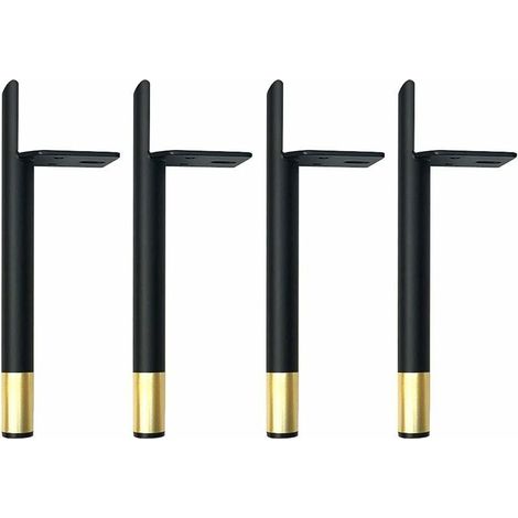 4 Pieds de Table en métal Pieds de Meubles de matériel pour Armoire, Armoire, armoires de télévision, Table de Chevet livrés avec des vis,Black Gold,13cm (1/5)