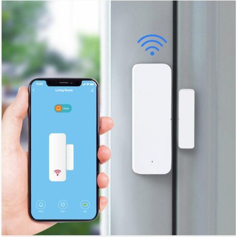 Capteur de Porte Fenêtr Intelligent, Télécommande Low Energy Alarme Maison Compatible avec Alexa, Google Assistant, Convient aux Portes, Fenêtres et Armoires, la Maison,Office (1) (1/4)