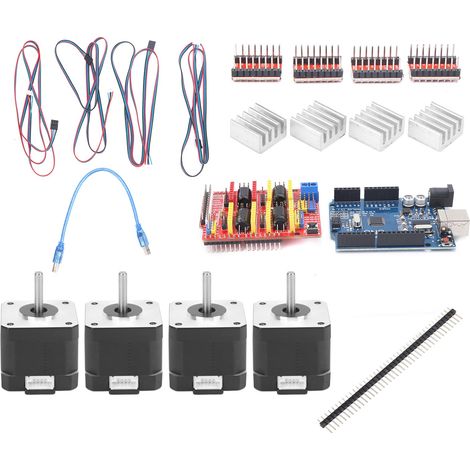 Kit CNC Shield V3 avec 4 moteurs pas à pas et drivers A4988 pour imprimante 3D, compatible Arduino R3, ensemble complet 4 axes (1/5)