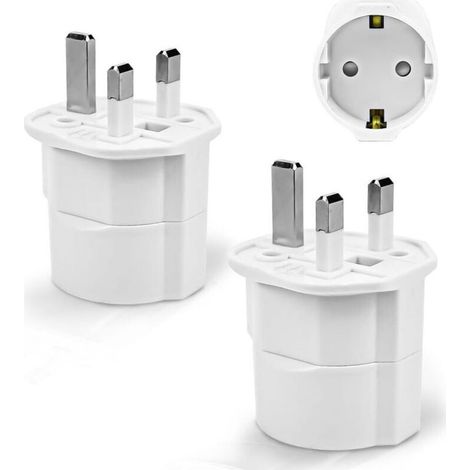 【2 Pièces】 Adaptateur Prise Anglaise, Adaptateur de Voyage France vers UK, Adaptateur de Prise pour Irlande, Angleterre, Ecosse, Dubaï, Malte, Adaptateur Type G (Blanc) (1/5)