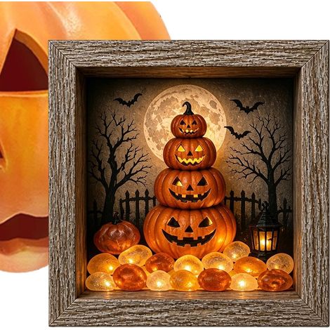 Halloween Erinnerungsbox Beleuchtet Rustikal Leuchtend Gotisch Halloween Erinnerungsbox Rahmen Display Set Für Schlafzimmer, Büro, Flur, , , Tischplatte, Schreibtisch (1/5)
