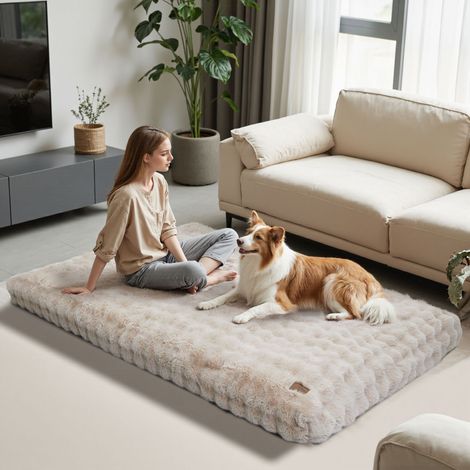 BingoPaw Dog Bed with Removable Washable Cover for Small Medium Large Jumbo Dogs - Khaki 200x130x18cm (1/5)
