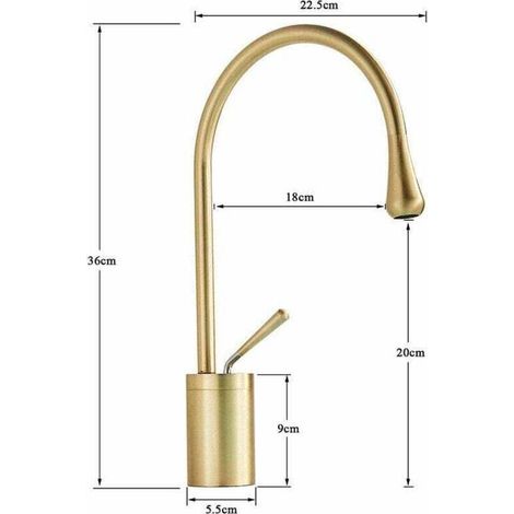 Robinet de salle de bain en laiton massif doré, mitigeur haut, robinet de lavabo, robinet à poser sur plage (1/3)
