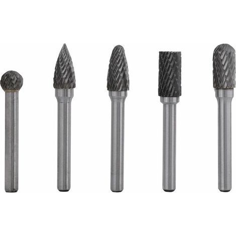 Fraise pour perceuse 5 Fraises en Acier au Tungstène Meulage Fraise 6mm Tige 10mm Tête Fraise Rotative Kit Fraises Rotatives en Carbure de Tungstène Fraises en carbure extrêmement polyvalentes (1/4)