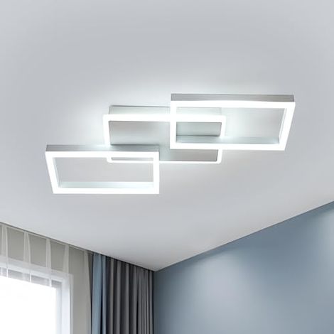 GOECO Plafonnier LED design nordique, blanc, 54x35x8 cm, lumière blanche 6500K, 42W, idéal pour décoration minimaliste (1/5)