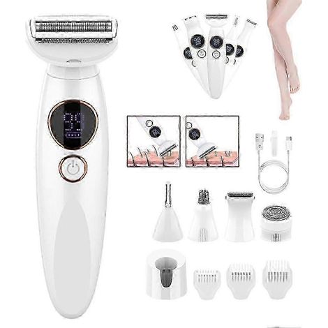 Rasoir électrique rechargeable 5 en 1 pour femme - Épilation indolore et étanche pour le corps, le maillot, le visage, les jambes et les aisselles (1/5)
