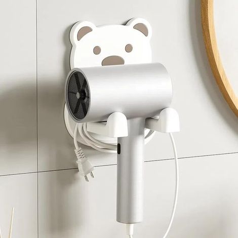 Mensola a muro, supporto per asciugacapelli, contenitore a parete, supporto autoadesivo per mobili da bagno (1/5)