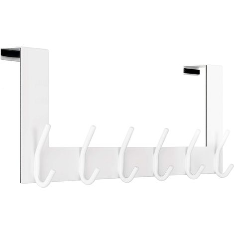 Porte Manteau pour Porte,Crochet Porte,Patere Porte avec 6 Crochets,Patère de Porte à Suspendre Salle de Bain,Chambre,Blanc (1/5)