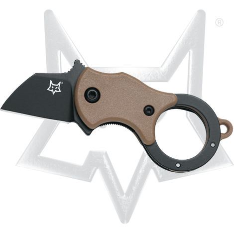 Fox mini-ta pliage. Coyote B. Nylon Hndl-1.4116 INOX ST. Hydro noire. Blld